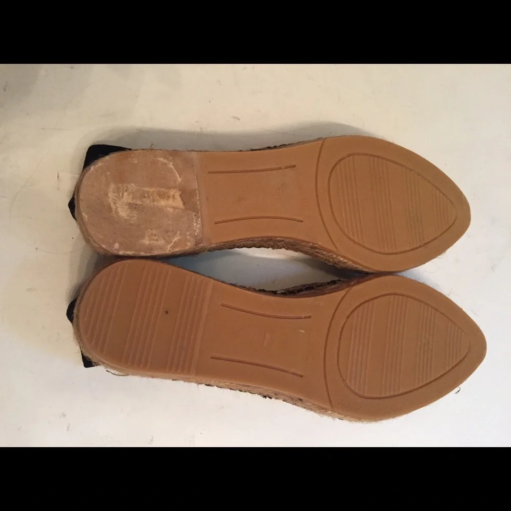 NEW ERIC MICHAEL HANDMADE LOW ESPADRILLES BLACK GRAY LEATHER SIZE 38 7.5